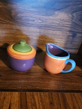 Dansk Coba Inca Blue Sugar Bowl and Creamer Set